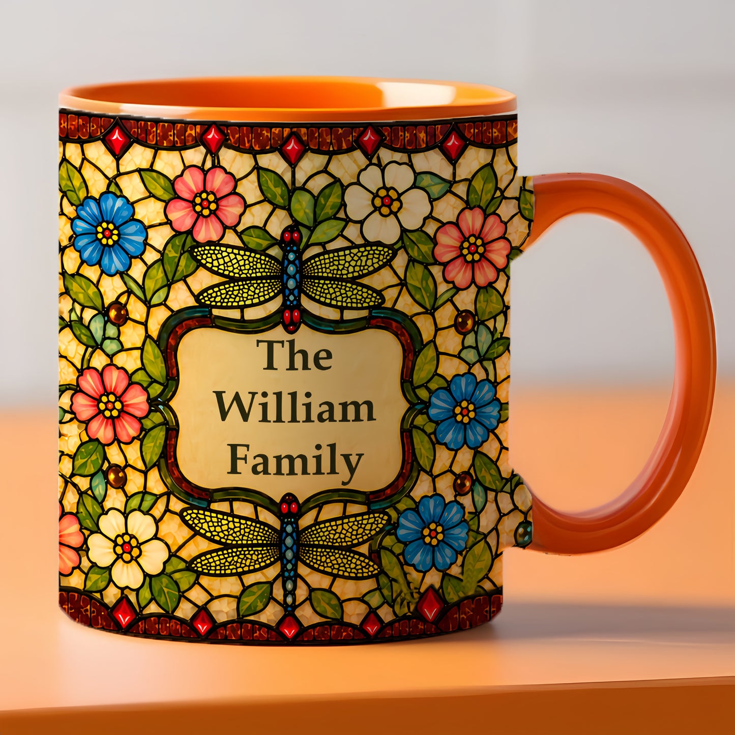 Dragonfly Tiffany Style - Personalized Accent Mug-Myprintsy