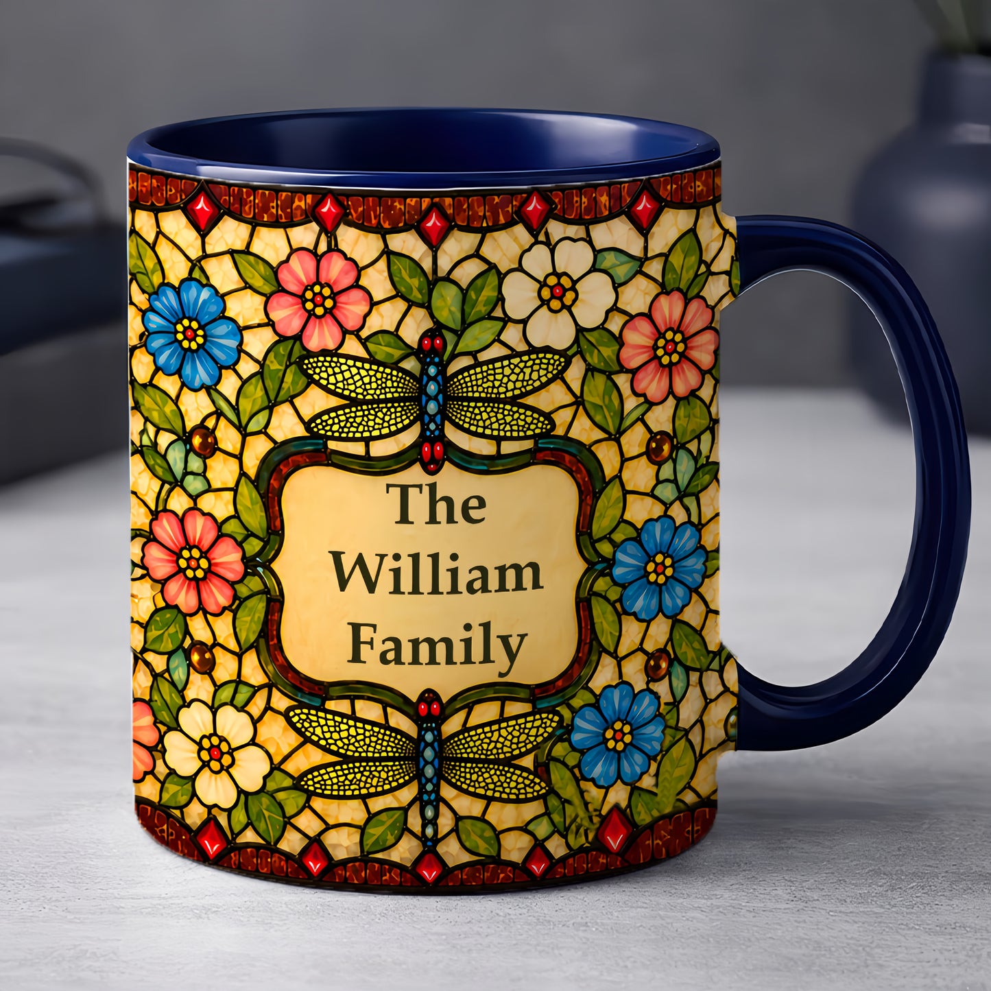 Dragonfly Tiffany Style - Personalized Accent Mug-Myprintsy