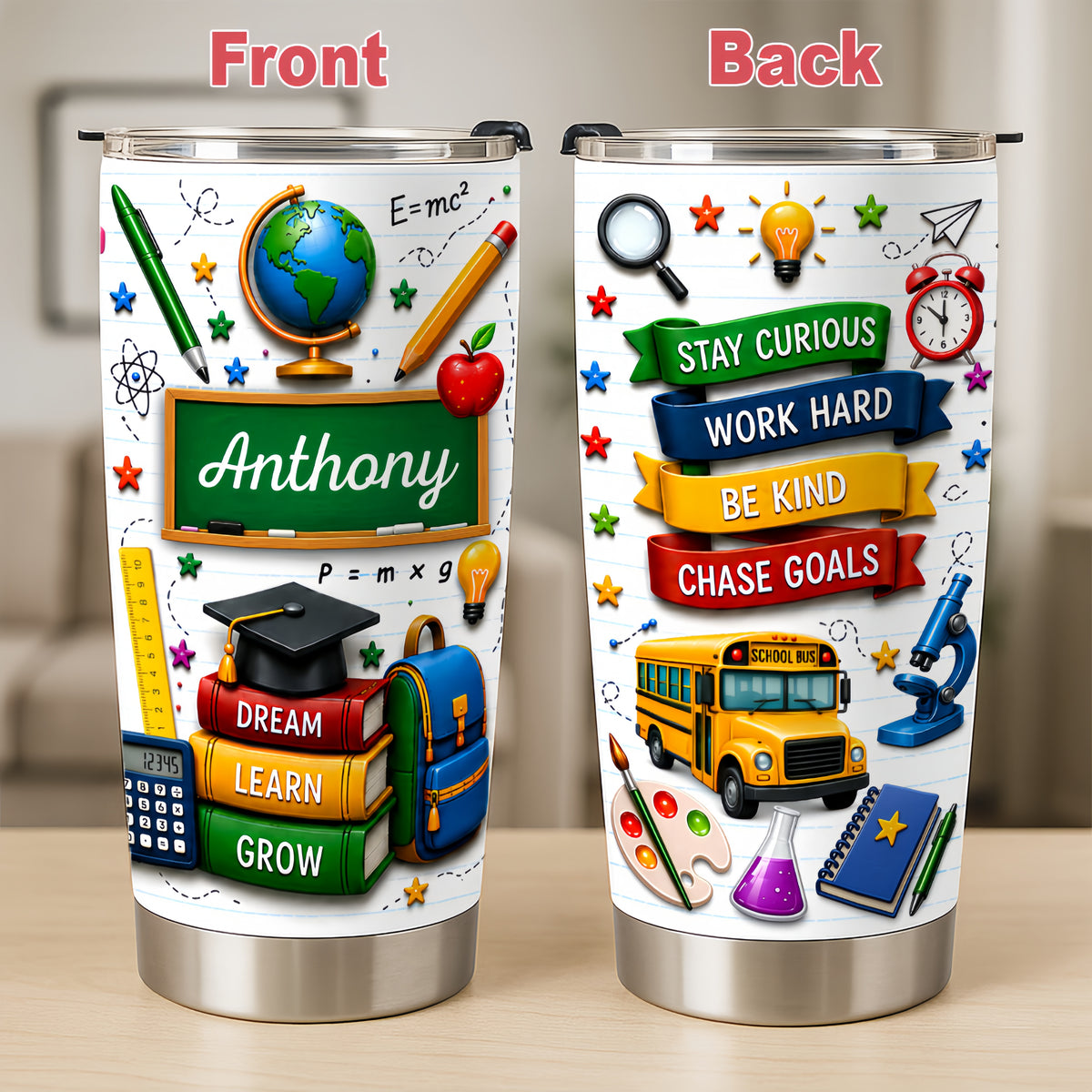 Dream Learn Grow - Personalized Tumbler Cup-Myprintsy