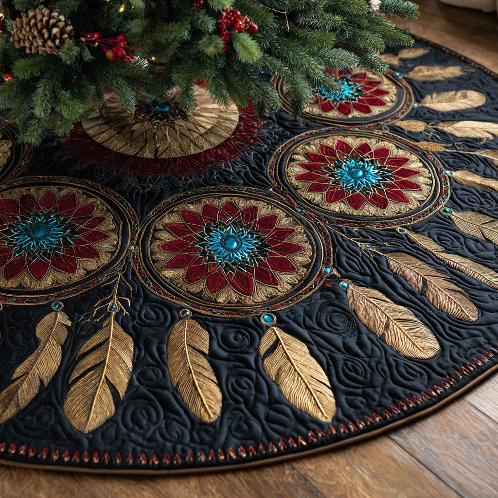 Dreamcatcher Bloom Christmas Quilted Tree Skirt-Myprintsy
