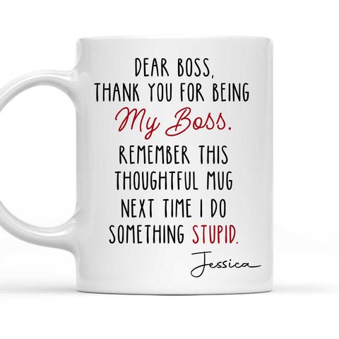 Dear Boss Thank For Being My Boss - Personalized Black Mug