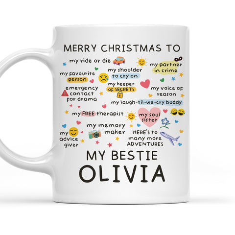 Merry Christmas To My Bestie - Personalized Coffee Mug