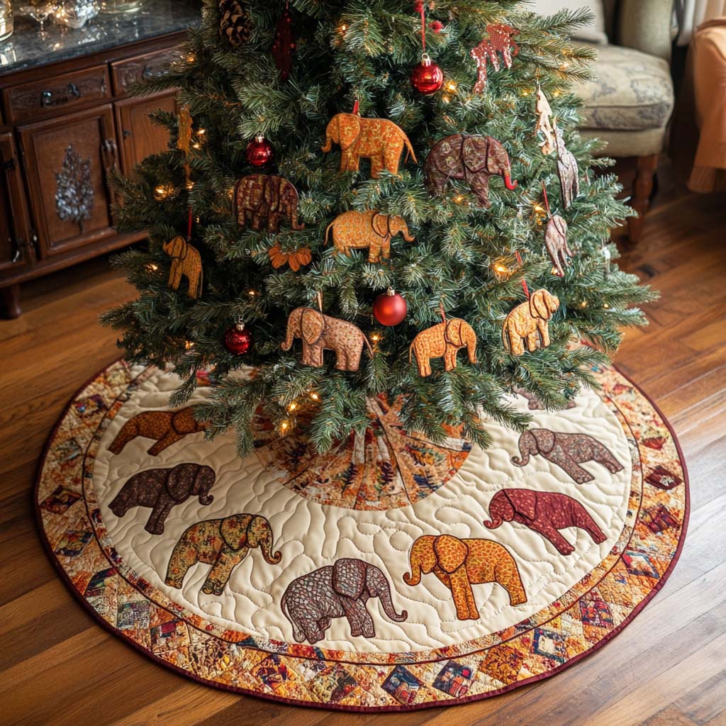 Earth Tones Christmas Quilted Tree Skirt-Myprintsy