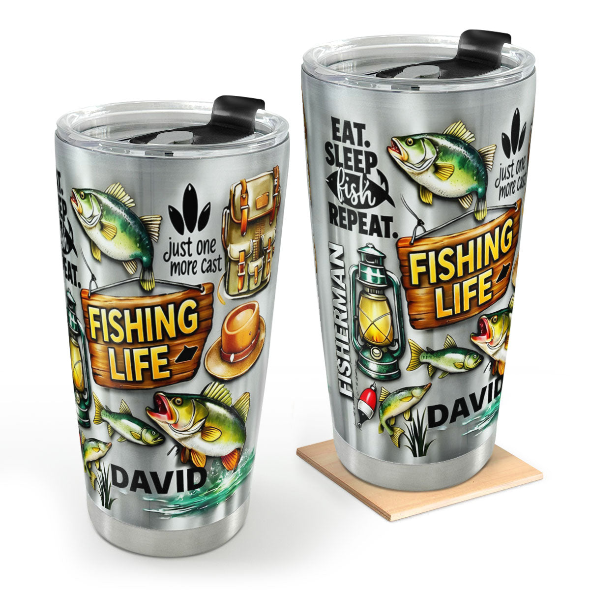 Eat Sleep Fish Repeat - Personalized Stainless Steel Tumbler-Myprintsy