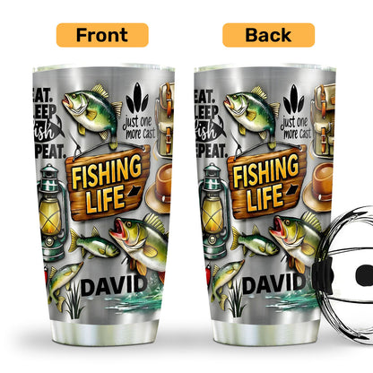 Eat Sleep Fish Repeat - Personalized Stainless Steel Tumbler-Myprintsy