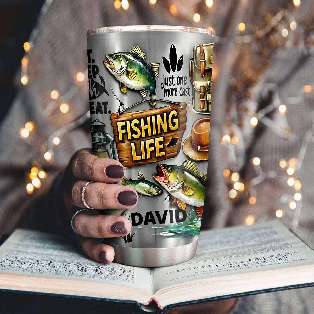 Eat Sleep Fish Repeat - Personalized Stainless Steel Tumbler-Myprintsy