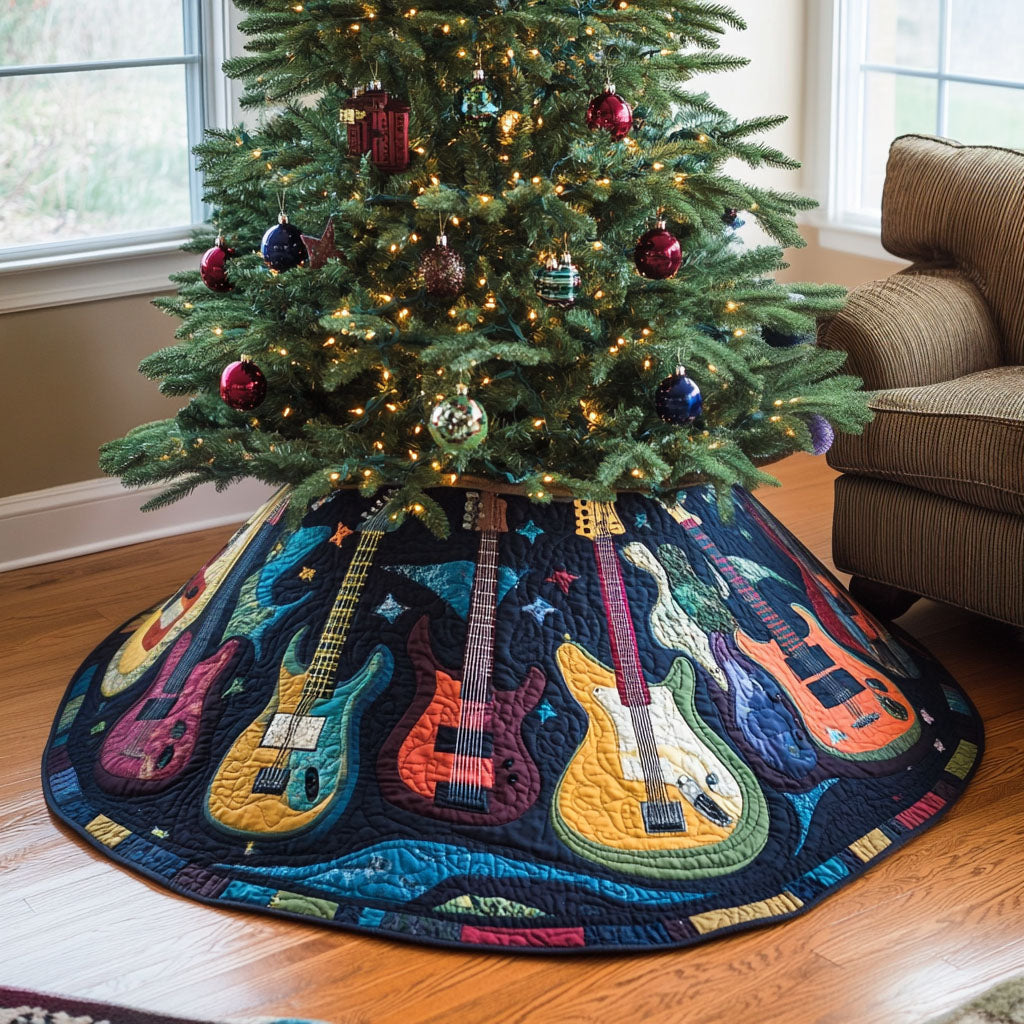 Electric Echo Quilted Christmas Tree Skirt-Myprintsy