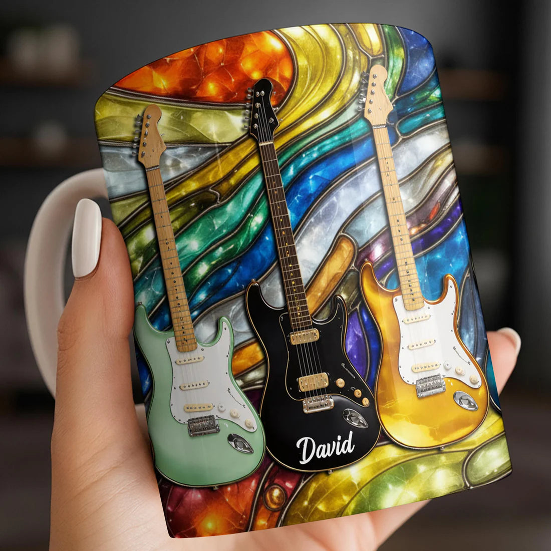 Electric Guitar Art - Personalized Coffee Mug - Gift For Music Lovers-Myprintsy