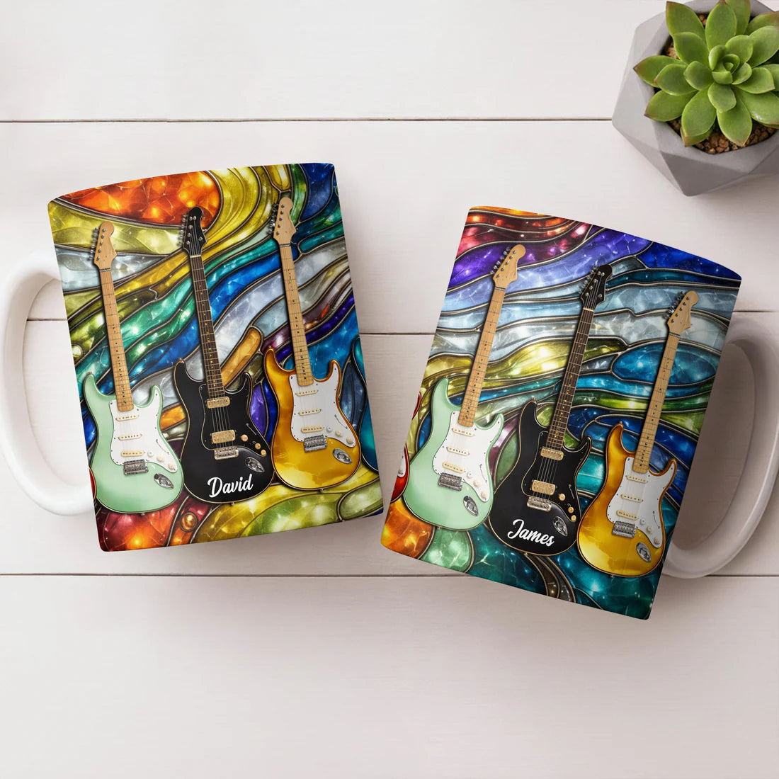 Electric Guitar Art - Personalized Coffee Mug - Gift For Music Lovers-Myprintsy