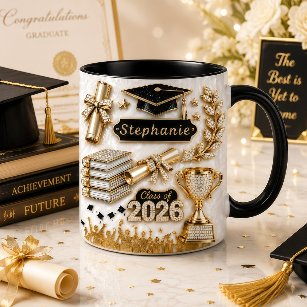 Elegant Gold Glitter - Personalized Graduation Cup-Myprintsy