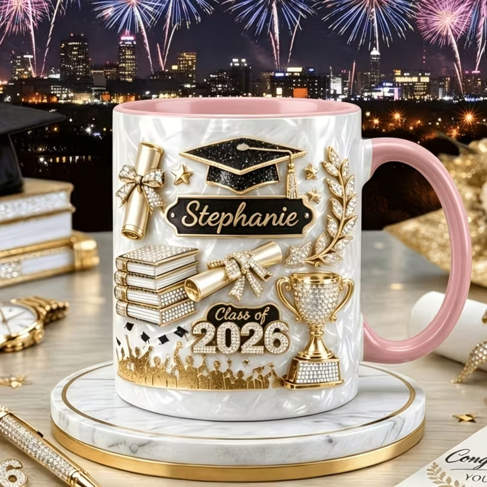 Elegant Gold Glitter - Personalized Graduation Cup-Myprintsy