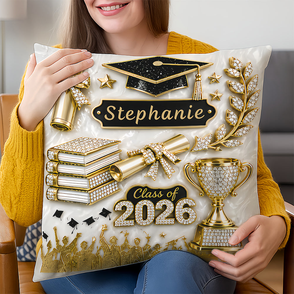 Elegant Gold Glitter - Personalized Graduation Pillow-Myprintsy