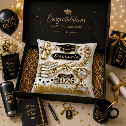 Elegant Gold Glitter - Personalized Graduation Pillow-Myprintsy