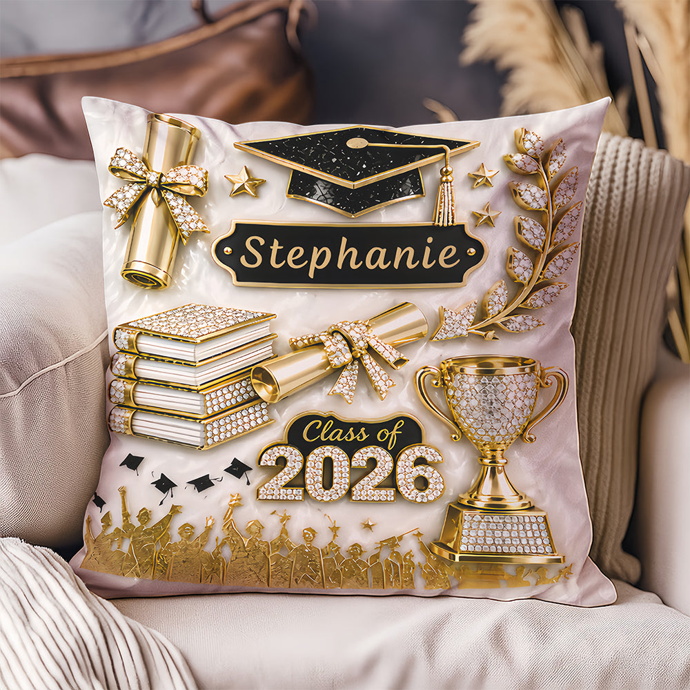 Elegant Gold Glitter - Personalized Graduation Pillow-Myprintsy