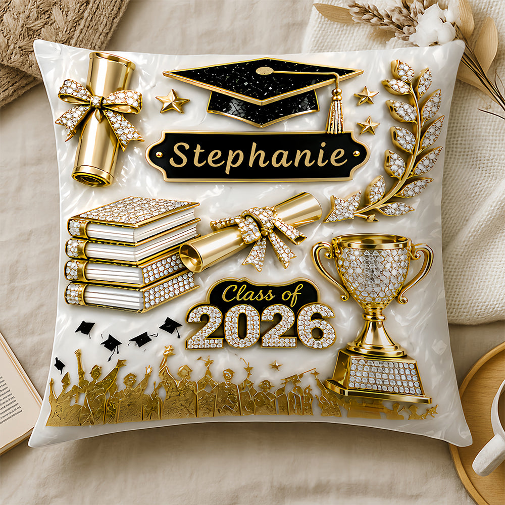 Elegant Gold Glitter - Personalized Graduation Pillow-Myprintsy