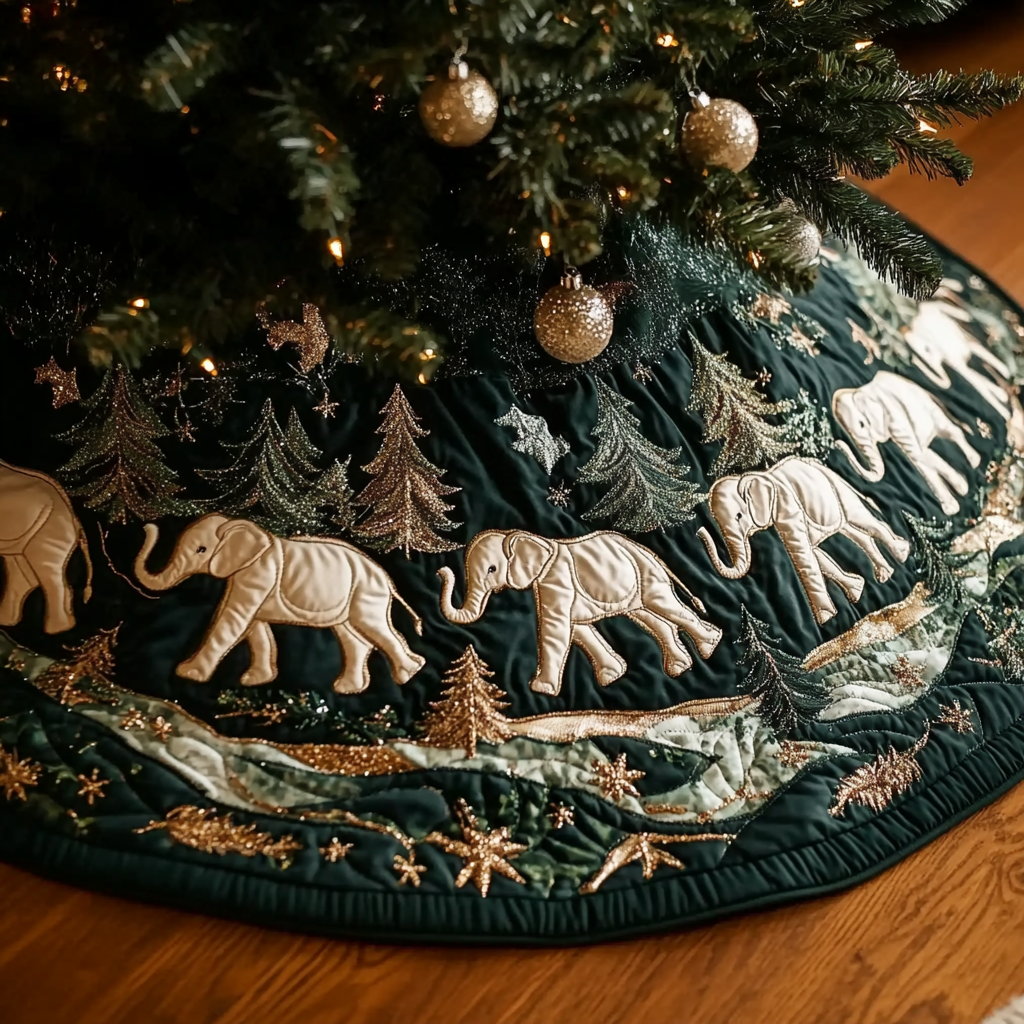 Elephant Parade Christmas Quilted Tree Skirt VH VTQ-Myprintsy