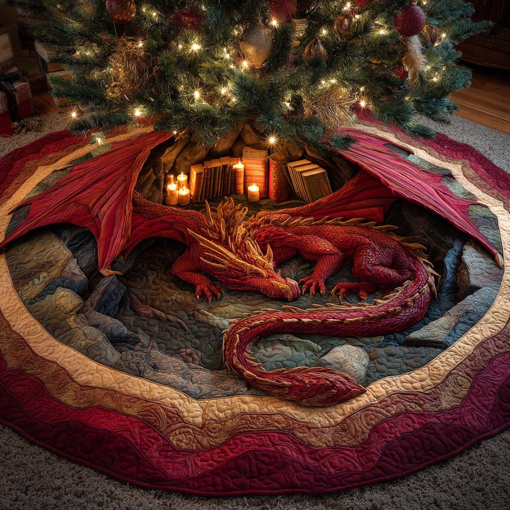 Emberkeep Dragon Quilted Tree Skirt-Myprintsy