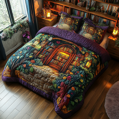 Enchanted Bookshelf -Piece Quilted Bedding Set VTQ-Myprintsy