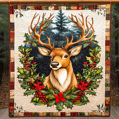 Enchanted Winter Elk Quilted Blanket VTQ-Myprintsy