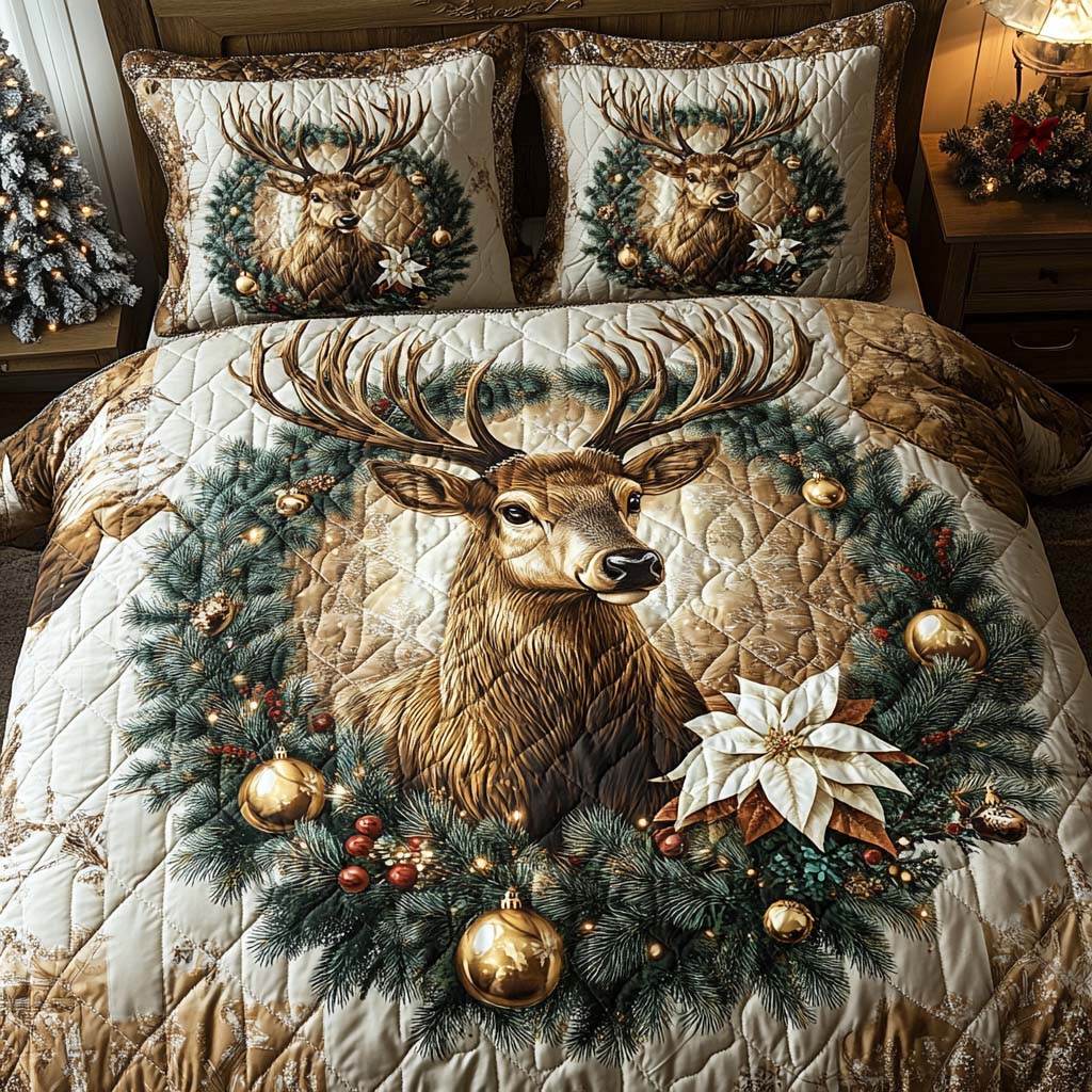 Enchanted Yuletide Deer -Piece Quilted Bedding Set VTQ-Myprintsy