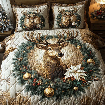 Enchanted Yuletide Deer -Piece Quilted Bedding Set VTQ-Myprintsy