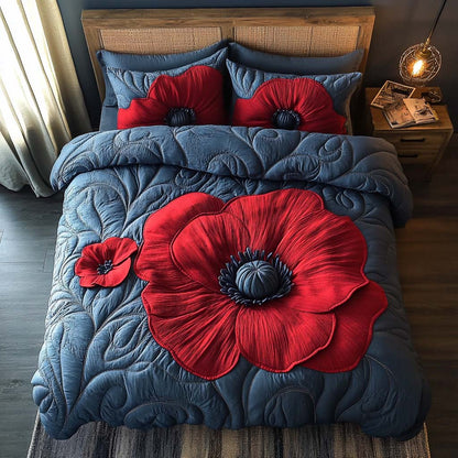 Eternal Scarlet -Piece Quilted Bedding Set VTQ-Myprintsy