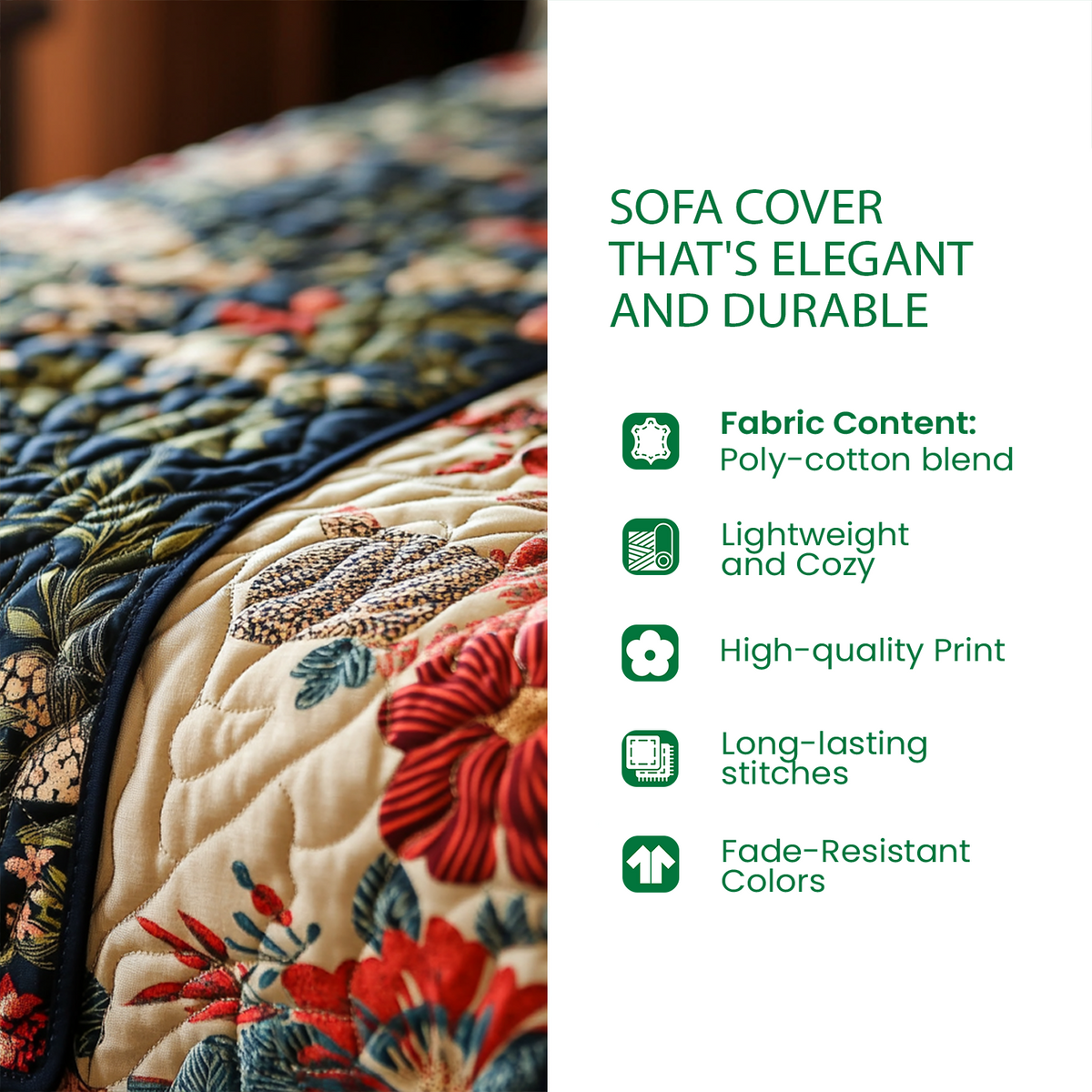 Evergreen Bow Bloom Quilted Sofa Cover VTQ-Myprintsy
