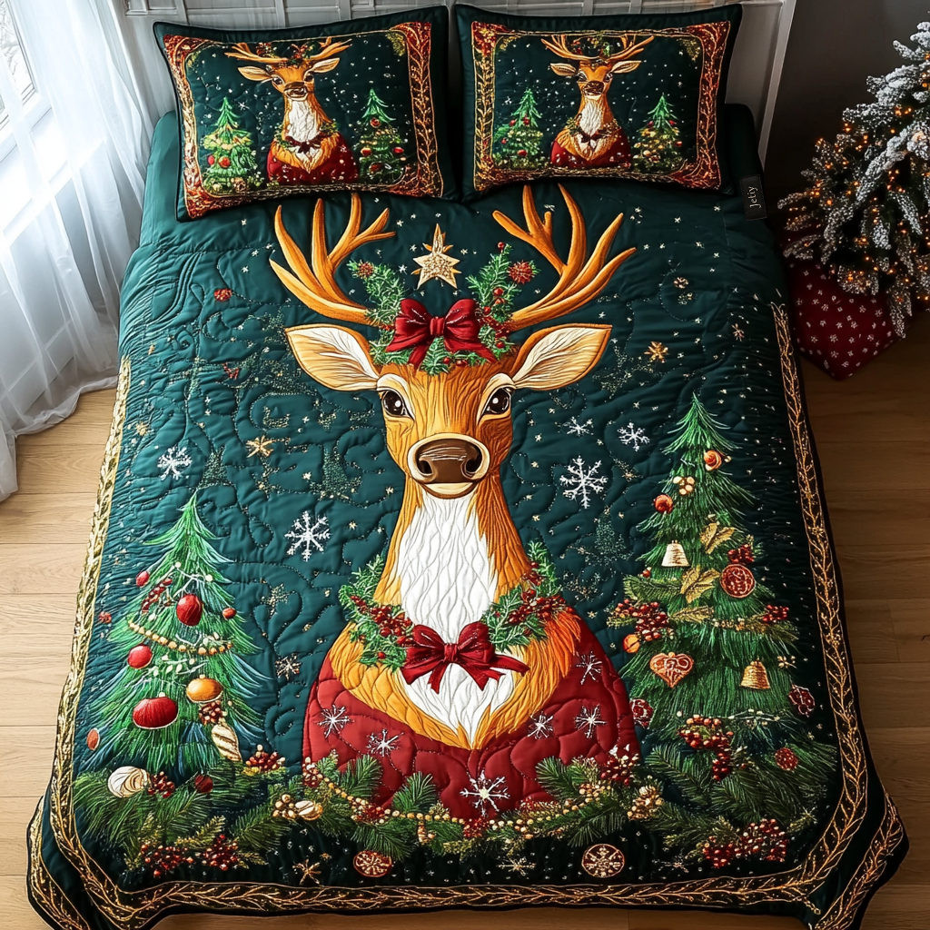 Evergreen Cheer -Piece Quilted Bedding Set VTQ-Myprintsy