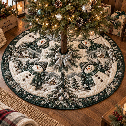 Evergreen Frosty Friends Christmas Quilted Tree Skirt VTQ-Myprintsy