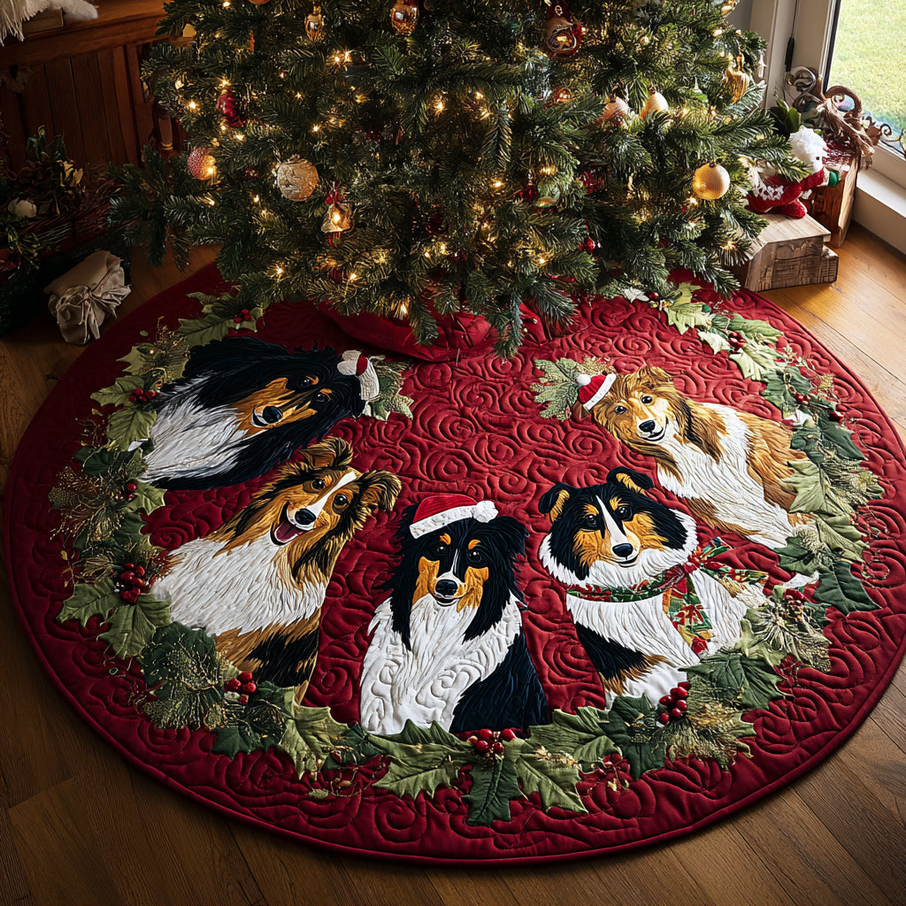 Evergreen Herd Christmas Quilted Tree Skirt-Myprintsy