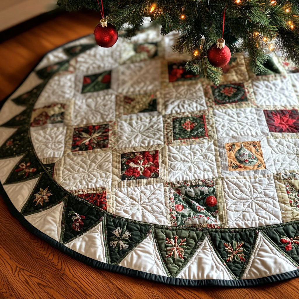 Evergreen Joy Quilted Christmas Tree Skirt VTQ-Myprintsy