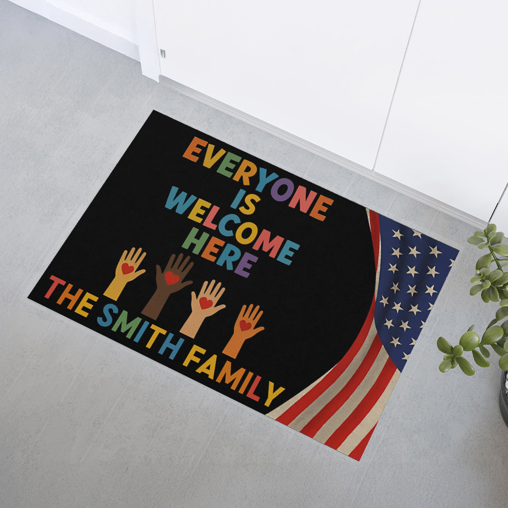 Everyone Is Welcome Here, Diversity Design - Personalized Doormat-Myprintsy