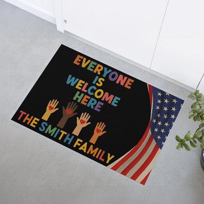 Everyone Is Welcome Here, Diversity Design - Personalized Doormat-Myprintsy