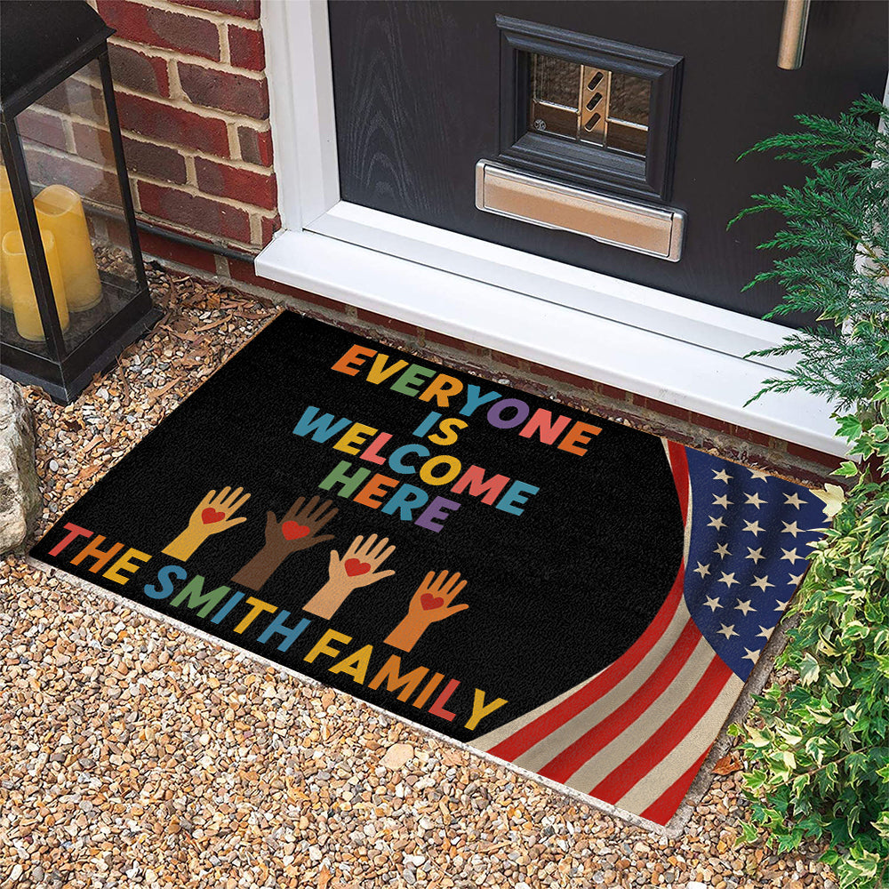 Everyone Is Welcome Here, Diversity Design - Personalized Doormat-Myprintsy