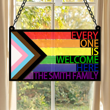 Everyone Is Welcome Here - Personalized Window Hanging Suncatcher Ornament-Myprintsy