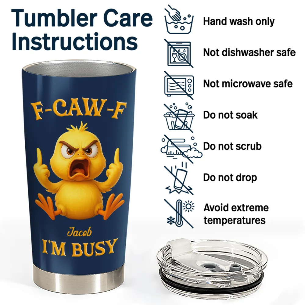 F-CAW-F I'm Busy Grumpy Chicken - Personalized Funny Chicken Tumbler-Myprintsy