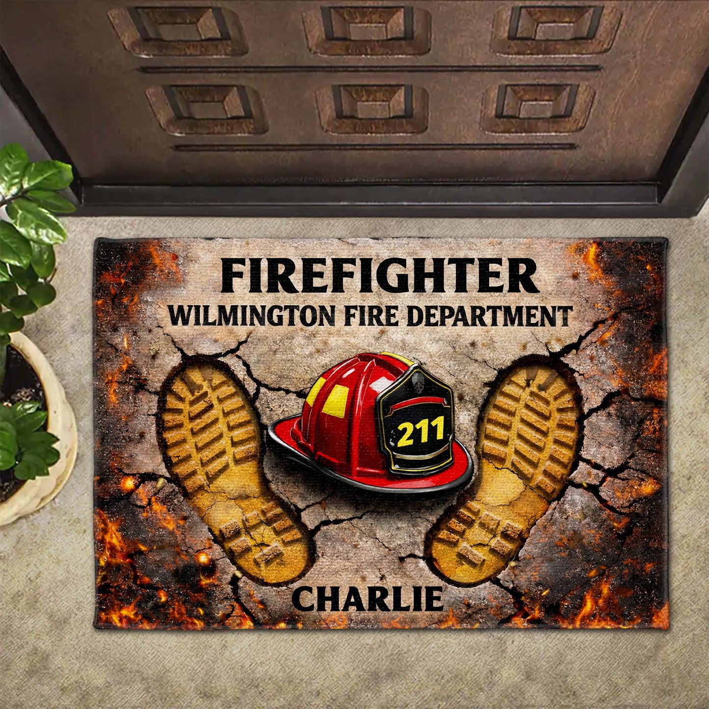 Firefighter Wilmington Fire Department - Personalized Doormat - Gift For Firefighters