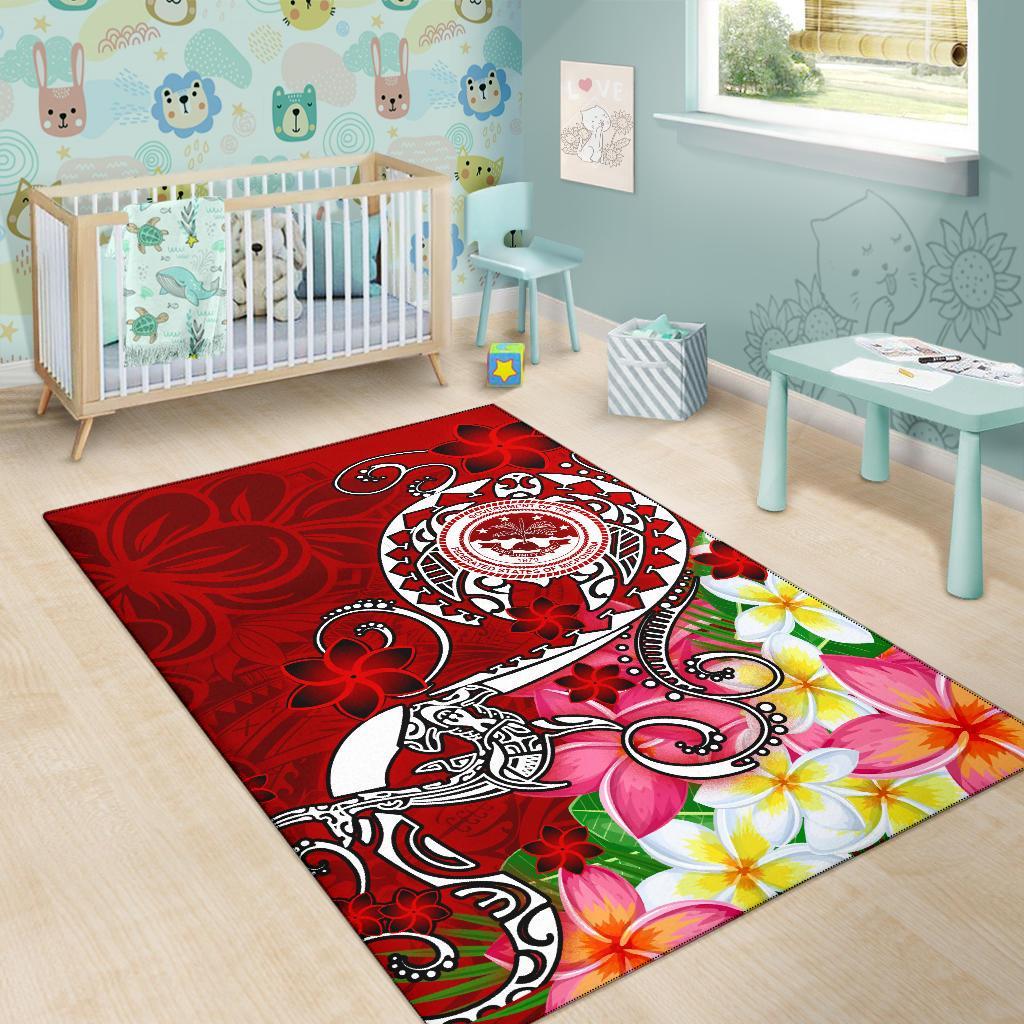 FSM Area Rug - Turtle Plumeria (RED)-Myprintsy