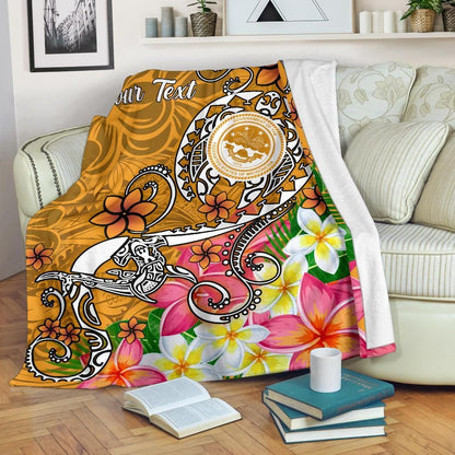 FSM Custom Personalised Premium Blanket - Turtle Plumeria (Gold)-Myprintsy