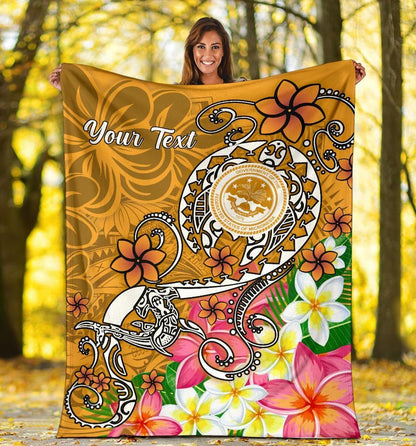 FSM Custom Personalised Premium Blanket - Turtle Plumeria (Gold)-Myprintsy