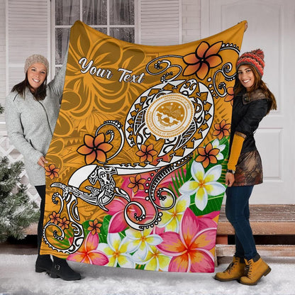 FSM Custom Personalised Premium Blanket - Turtle Plumeria (Gold)-Myprintsy