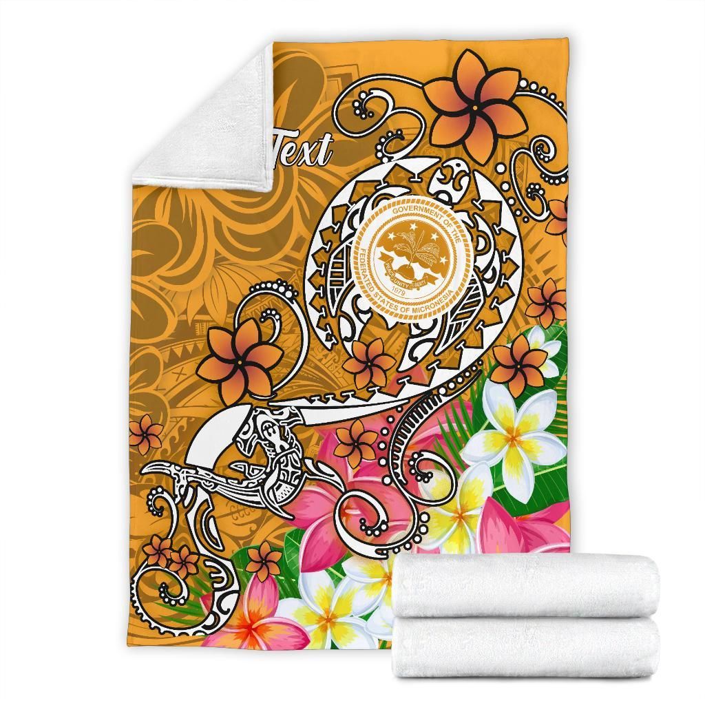 FSM Custom Personalised Premium Blanket - Turtle Plumeria (Gold)-Myprintsy