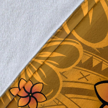 FSM Custom Personalised Premium Blanket - Turtle Plumeria (Gold)-Myprintsy
