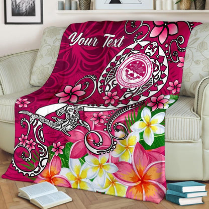 FSM Custom Personalised Premium Blanket - Turtle Plumeria (Pink)-Myprintsy