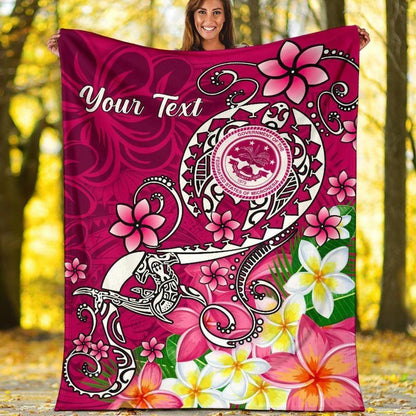 FSM Custom Personalised Premium Blanket - Turtle Plumeria (Pink)-Myprintsy