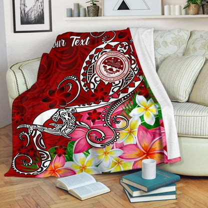 FSM Custom Personalised Premium Blanket - Turtle Plumeria (Red)-Myprintsy