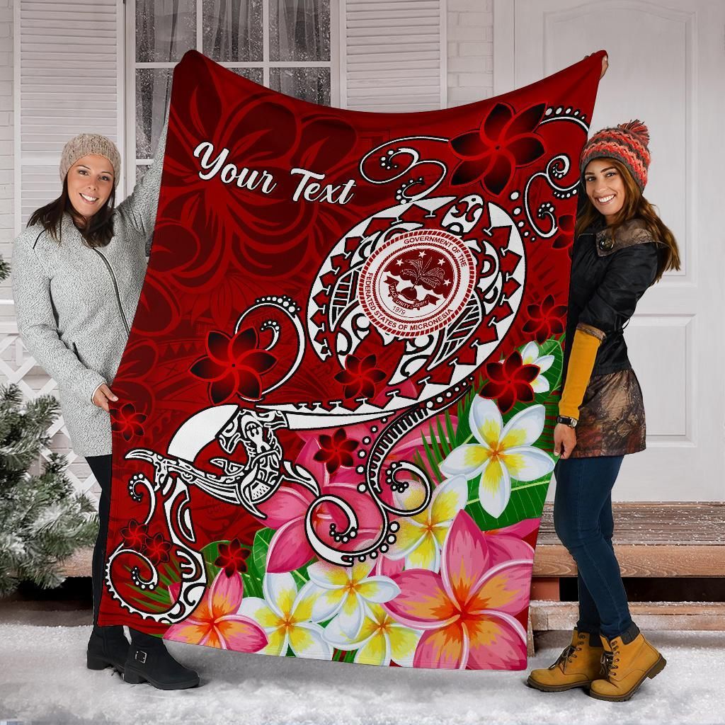FSM Custom Personalised Premium Blanket - Turtle Plumeria (Red)-Myprintsy
