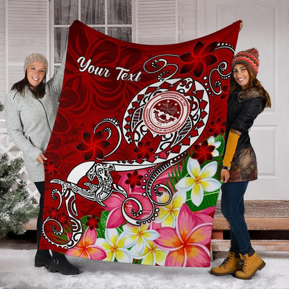 FSM Custom Personalised Premium Blanket - Turtle Plumeria (Red)-Myprintsy