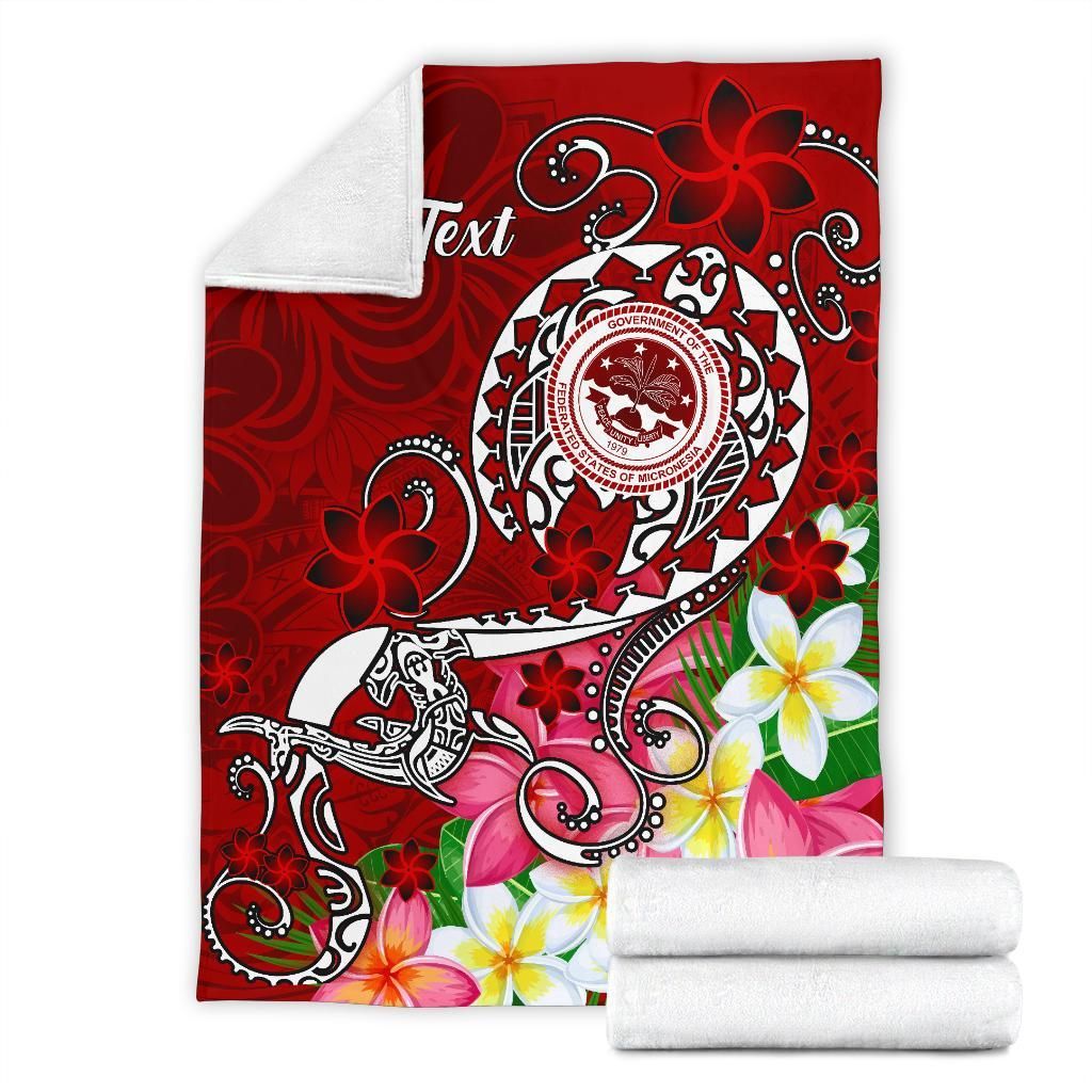 FSM Custom Personalised Premium Blanket - Turtle Plumeria (Red)-Myprintsy