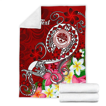 FSM Custom Personalised Premium Blanket - Turtle Plumeria (Red)-Myprintsy